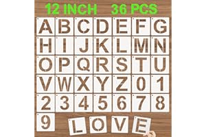 DZXCYZ Alphabet Letter Stencils 12 Inch, 36 Pcs Reusable Plastic Letter Numbers Templates, Art Craft Stencil for Painting on Wood, Wall, Glass, Fabric, Rock, Signage
