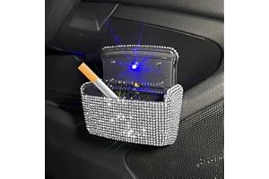 POMELO LITCHI PITAYA Car Cigarette Ashtray Air Outlet Ashtray Auto Car Cigarette Ashtray with Lid Blue LED Light Indicator Smokeless Ash for Car Cup Holder(Sliver)