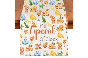 JNIAP Aperol Spritz Table Runner Aperol Spritz Lover Gifts Italian Aperol Spritz Table Decor It's Aperol O'clock Tablecloth (