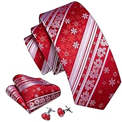 Barry.Wang Mens Christmas Tie Set Red White