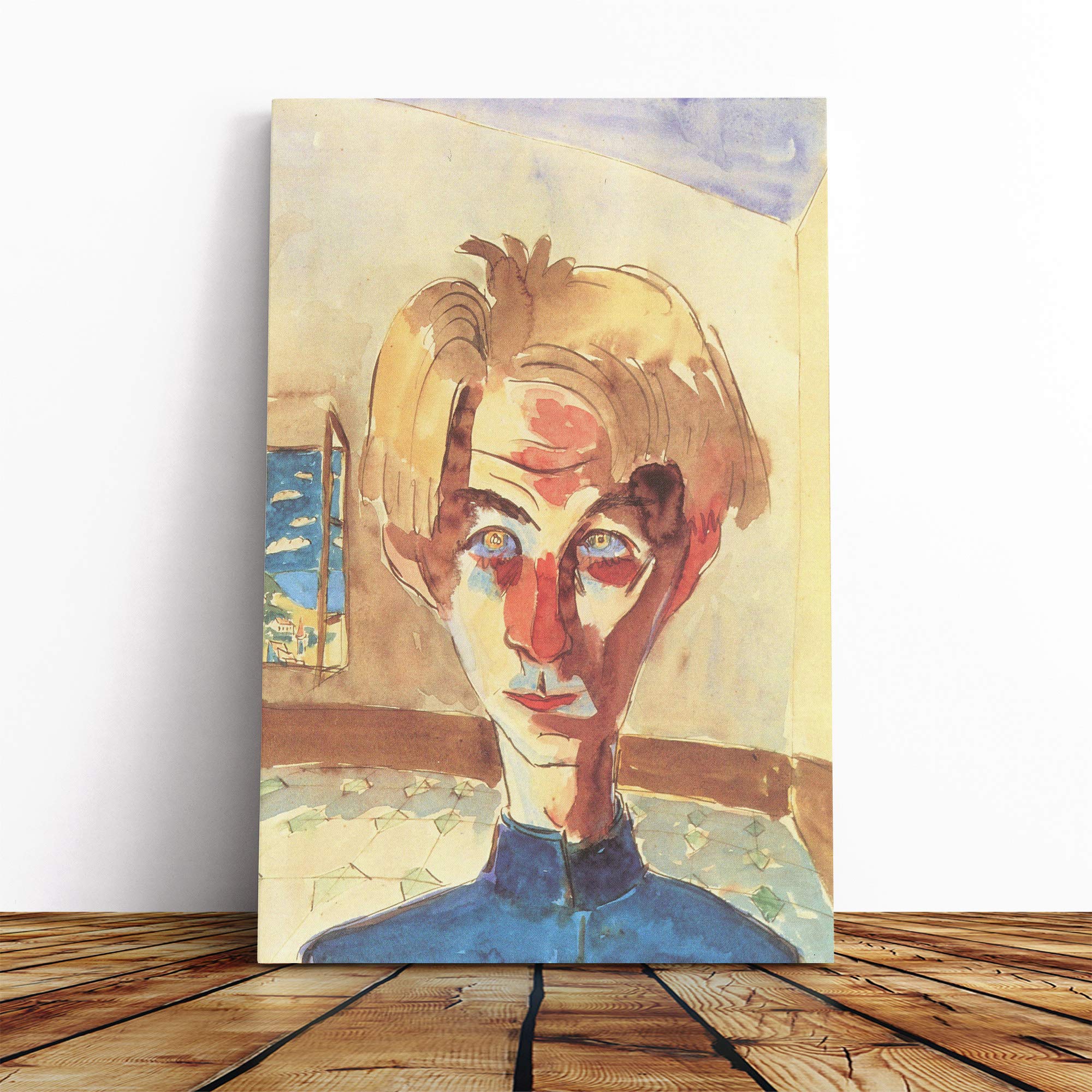 Walter Gramatte Self Portrait Canvas Print | Gallery Wrapped 30mm Frame Wall Art | 20x14 inches | Ready to Hang | Modern People Picture | Living Room Bedroom Lounge Office