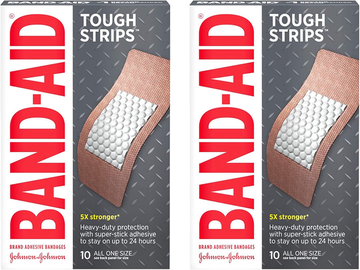 Band-Aid Brand Tough Strips Adhesive Bandages for Wound Care, Durable Protection for Minor Cuts and Scrapes, Extra Large Size, 10 ct, pack of 2