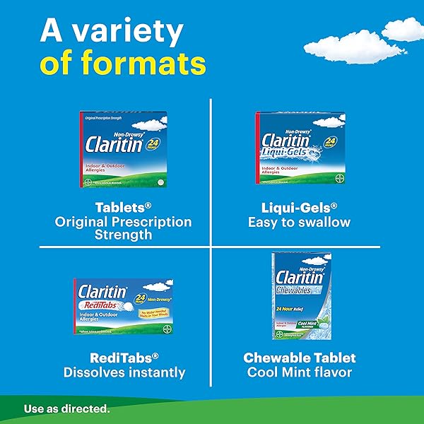 CLARITIN NON-DROWSY REDITABS INDOOR & OUTDOOR ALLERGIES 12 HOUR RELIEF TABLETS – 30 CT, 5MG.