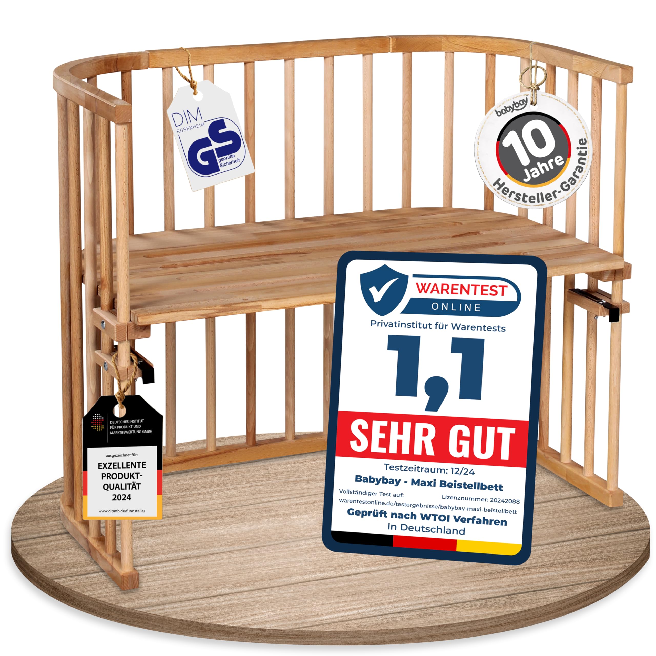 Babybay Maxi bedside sleeper Cot, Core Beech Oiled, Multi Color, One Size