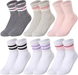 Zuimei 6 Pairs Kids Socks Cotton School Crew Athletic Hearts Stripes 9-12 view 8