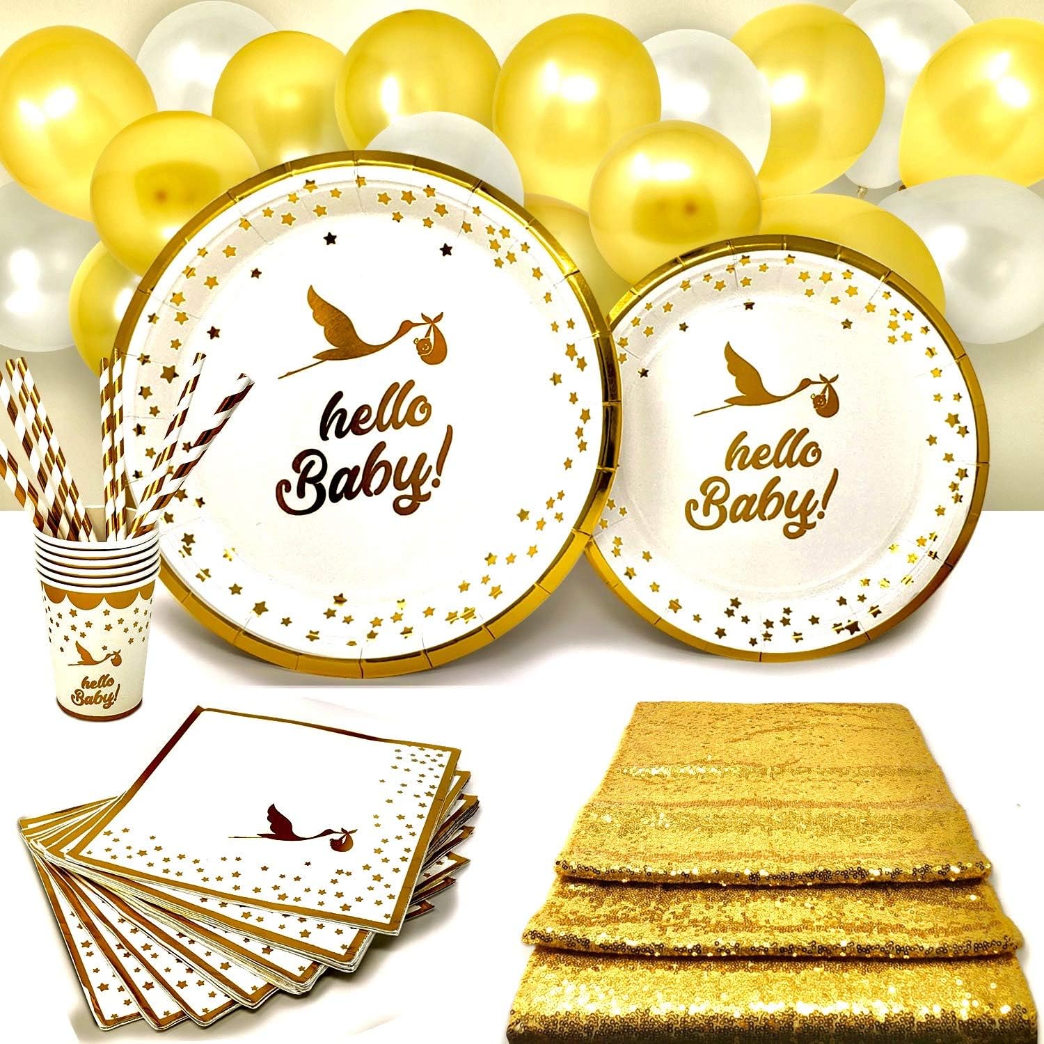 Amazoncom Gold Baby Shower Plates And Napkins Party Supplies Stork Design Gender Neutral Boy Or Girl Decoration Set Disposable Tableware Kit 25 Guests White Paper Plates Cup Straw Napkin Balloon Table Amazoncom Gold Baby Shower Plates And Napkins Party Supplies Stork Design Gender Neutral Boy Or Girl Decoration Set Disposable Tableware Kit 25 Guests White Paper Plates Cup Straw Napkin Balloon Table