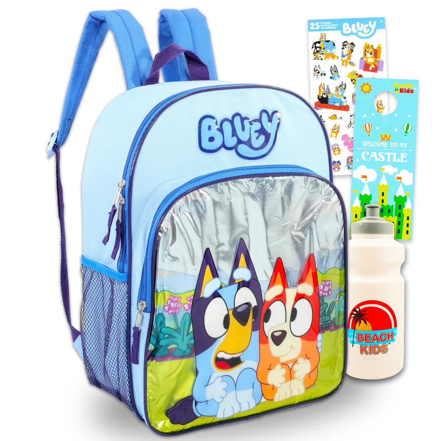 Bluey and Bingo Backpack Set - Bundle with 16" Bag Plus Water Bottle ...