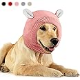 Quiet Ears for Dogs, Dog Ear Muffs Noise Protection Knitted Dog Hats Pet Ears Warm Dog Ear Cover Winter Hat Dog Snood Head Wrap Bunny Costume for Medium to Large Dogs Cats Pets (Pink)