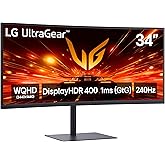 LG 34G630A-B 34-Inch Ultragear WQHD (3440 x 1440) Curved Gaming Monitor, 240Hz, 1ms, FreeSync Premium, DisplayHDR 400, Built-in Speaker, HDMI, DisplayPort, USB Type-C, Tilt/Height/Swivel Stand, Black