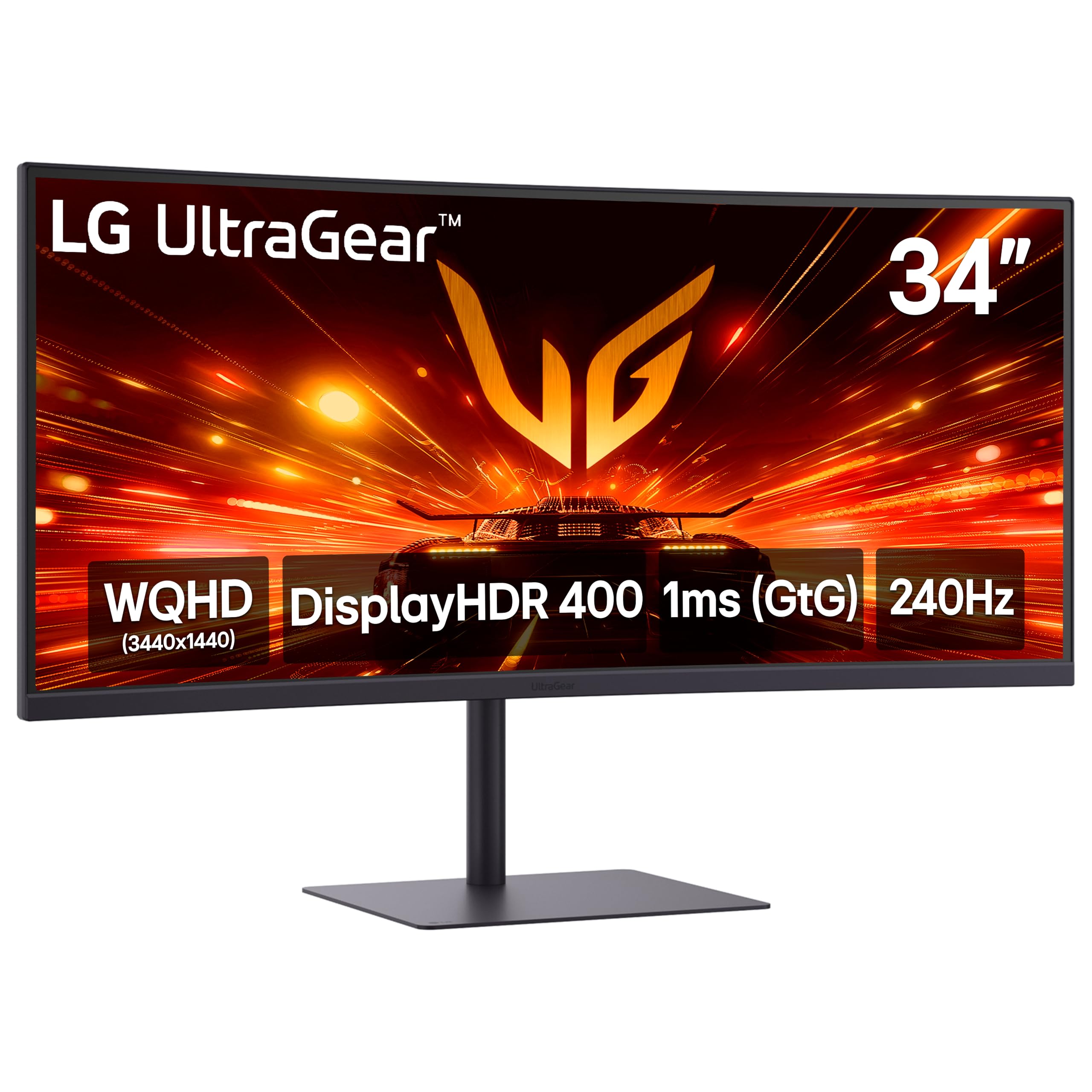LG 34G630A-B 34-Inch Ultragear WQHD (3440 x 1440) Curved Gaming Monitor, 240Hz, 1ms, FreeSync Premium, DisplayHDR 400, Built-in Speaker, HDMI, DisplayPort, USB Type-C, Tilt/Height/Swivel Stand, Black Image