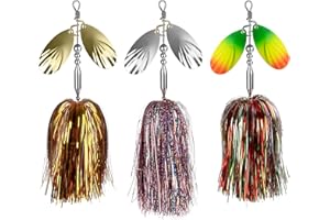 QualyQualy Fishing Spinner Bait 3pcs, Musky Bucktail Spinnerbait with Double Blades for Pike, Bass, and Trout,Multiple Color Fishing Lures for Freshwater Saltwater