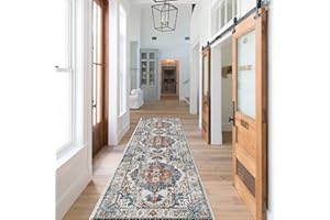 HY HAO YUN LAI Hallway Washable Runner Rug - 2x7 Kitchen Rugs Entryway Rug Runner Vintage Soft Floor Mat Non Slip Indoor Farmhouse Carpet for Bathroom Living Room Bedroom (2 X 7, Brick)