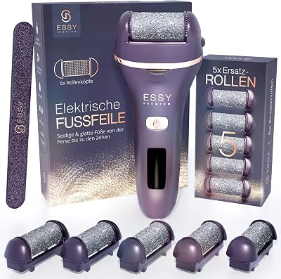 Elektrische Fußfeile Wiederaufladbar mit 5 Austauschwalzen (Violett)