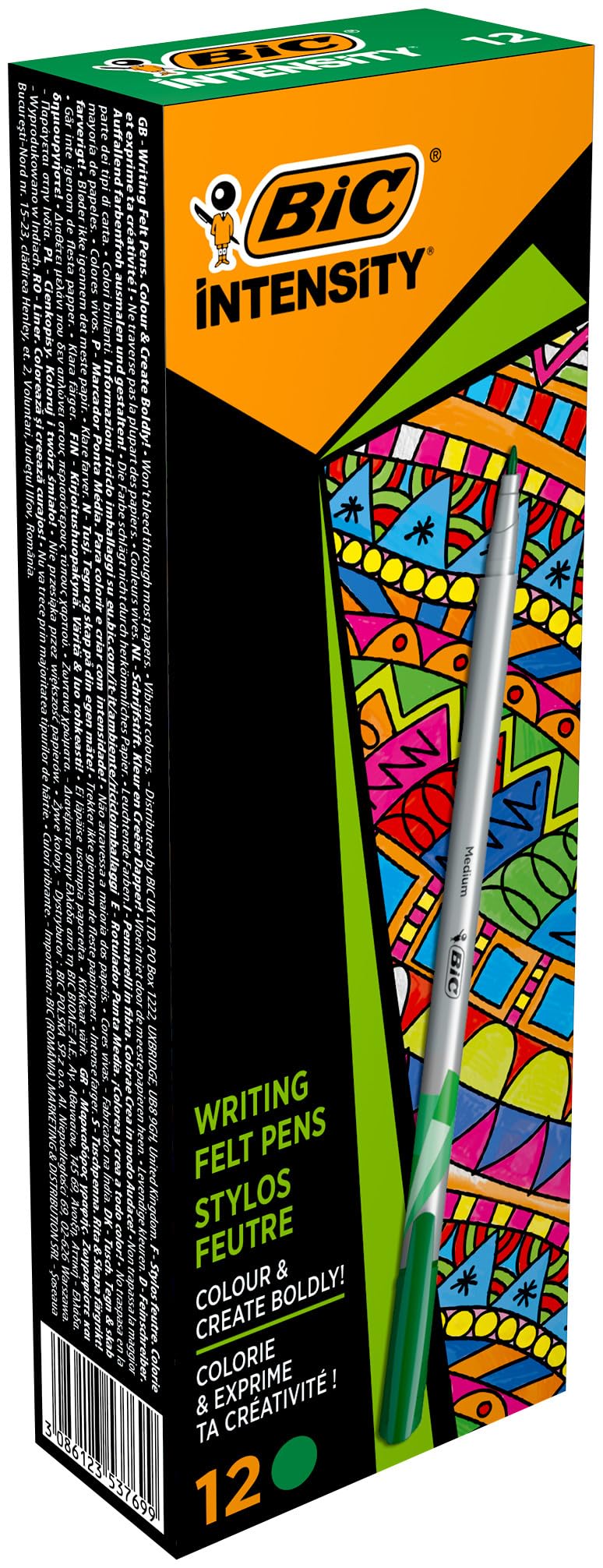 BIC Intensity Writing Pen Medium Tip and Metallic Barrel - Intense Green, Box of 12