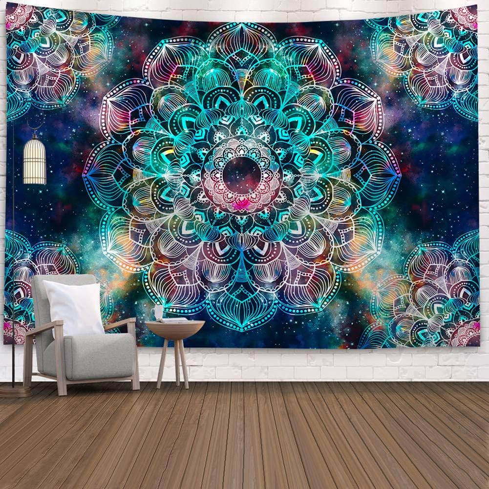 SHINE-CO LIGHTING Bohemia Tapestry Mandala Polyester Tapestries Hippie Wall Hanging Decor for Living Room Bedroom Dorm 51 x 60 Inches (Colorful Mandala)