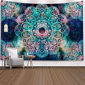 SHINE-CO LIGHTING Bohemia Tapestry Mandala Polyester Tapestries Hippie Wall Hanging Decor for Living Room Bedroom Dorm 51 x 60 Inches (Colorful Mandala)