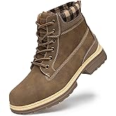 Snow Hiking Winter Boots for Women - Casual Brown Combat Work Boot - Non-slip Fur-Lined Ankle Boots - Fashion Boots Waterproof Leather Shoes