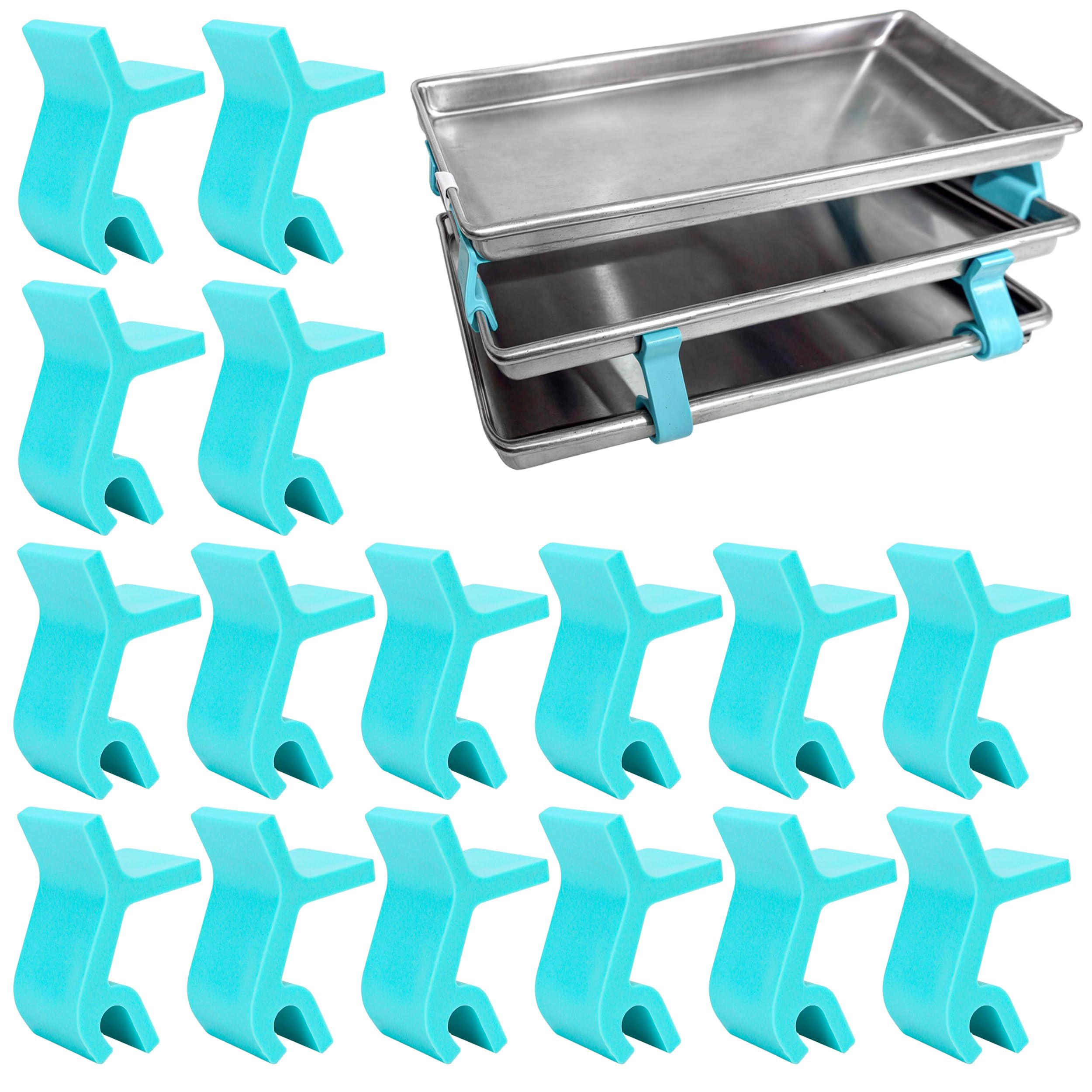 Photo 1 of 16 PCS Large Cookie Sheet Stackers, Stackable Baking Sheet Holders Reusable Stacking Clips Dividers for Cake Pan, Cooling Rack, Meal Prep, Freeze Dryer Trays Space-Saving Suitable for Home Kitchen