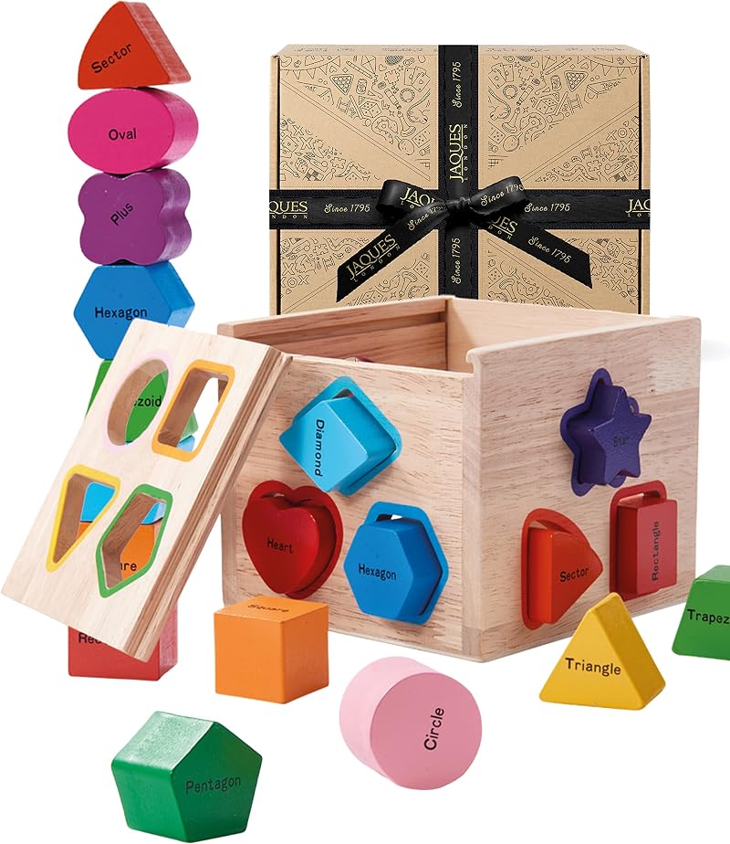 Jaques of London Wooden Shape Sorter Montessori Toy for 1 Year Old