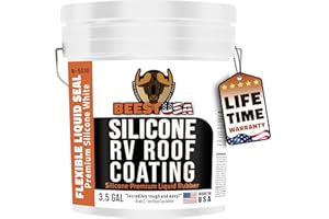 BEEST RV Roof Coating Silicone White, 3.5G Covers up to 117 sq ft (2 Coats)| Liquid Rubber RV Roof Sealant for Trailer, Camper & Metal Building - Elastomeric Repair Coating, EPDM, TPO Sealer, sealant