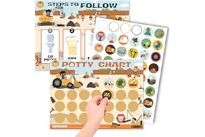 OKAMZIK Potty Training Chart for Boys, Construction Theme, 8.3 x 11.2 inches, 10 Pack Chart with 5 Pack Reward Stickers