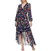 Eliza J Womens Balloon Sleeve V-Neck Hi-lo Maxi Dress