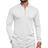 Lexiart Mens Knit Polo Shirts Long Sleeve Quarter Zip Polo Casual Fashion Slim Fit Golf Shirts