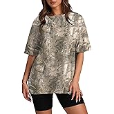 Anoumcy Camo Shirt for Women Mens Maple Leaf Print Camouflage T Shirt Summer Short Sleeve Oversized Camo Tee Shirts Tops