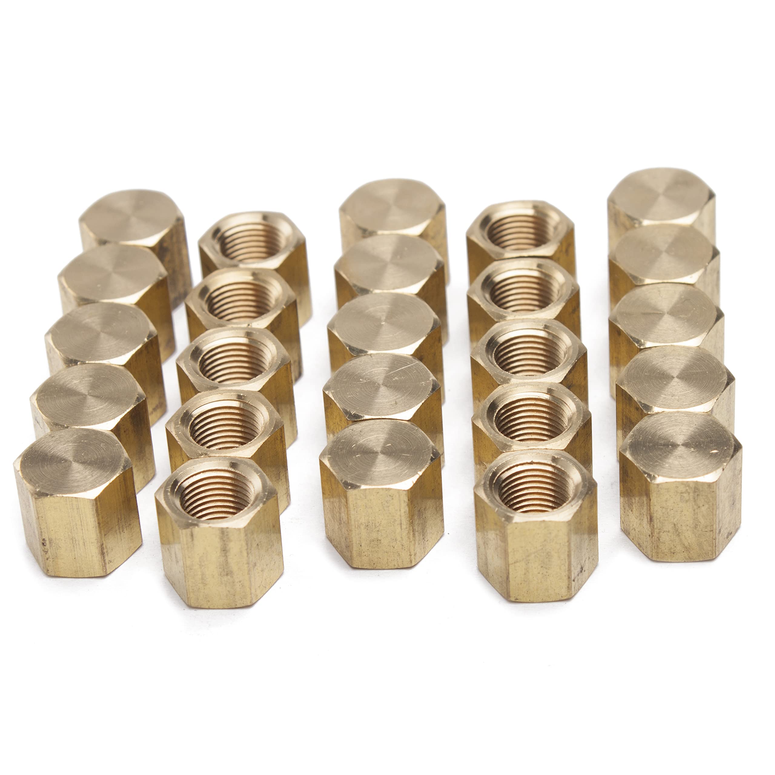 LTWFITTING Brass BSP Pipe Cap Fittings 1/8-Inch Female BSPP Air Fuel Water Boat (Pack of 25)