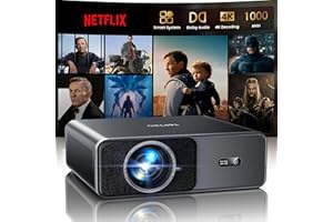 Smart Projector【1000 ANSI/Compatible with Netflix】4K Projector with WiFi 6 and 2-Way Bluetooth, AI Auto Focus & Keystone, 20W Dolby Audio,Built-in Apps,TOPTRO A1 Portable Proyector for Outdoor Movie