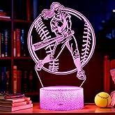 POSSHE Softball Night Light, Softball Gifts for Girls, 3D Illusion Lamp with Remote Control, 16 Colors Changing, RGB Flashing Mode and Dimmable, Softball Accessory Gifts for Girls Christmas Decor