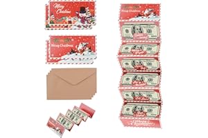 HICOHAND Christmas Money Card Holder, 4 Set Christmas Money Cards Holders with 6 Slots Festive Cash Surprise Gift Organizer w
