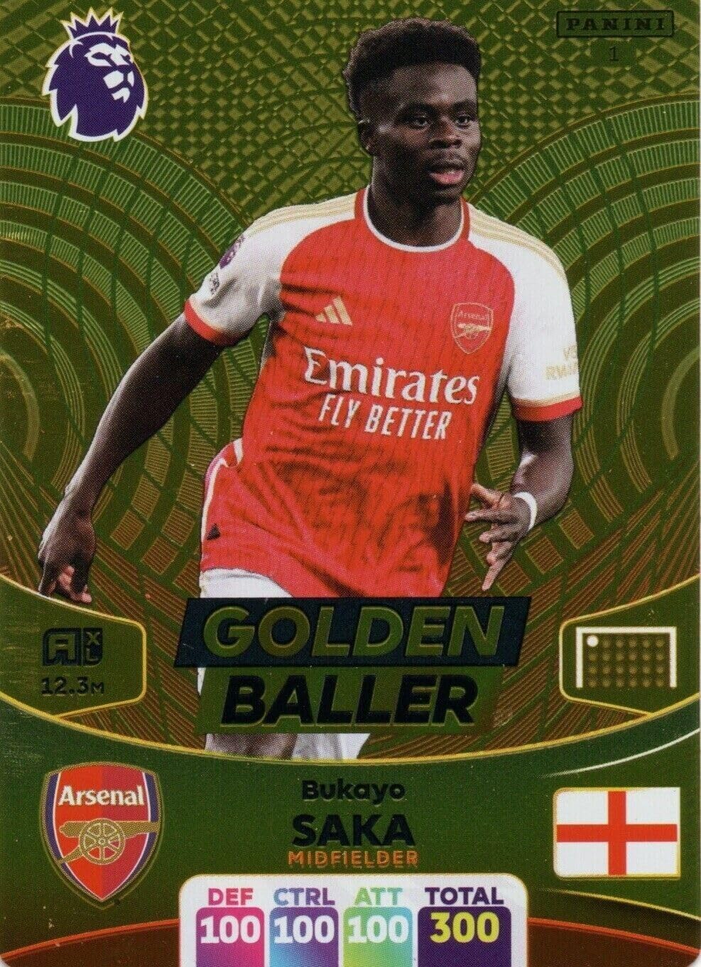 Panini Premier League 2023 2024 Bukayo Saka Golden Baller Trading Card