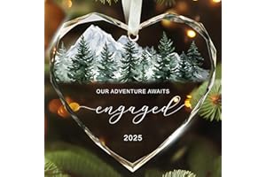 TEEBIM Engagement Ornament 2025 - Engagement Gifts for Couples, Women, Her, Bride to Be - Newly Engaged Gifts for Her - Fiance Gift Ideas for Women - Glass Our First Christmas Engaged Ornament 2025