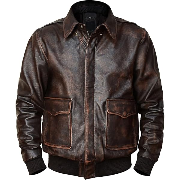 Gava Men's A2 Aviator Retro Style Flight Leather Jacket