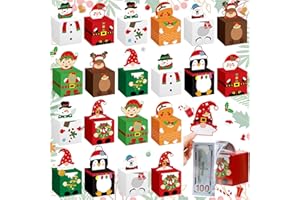 Harloon 20 Pack Christmas Money Box for Cash Gift Pull out Surprise Gift Christmas Box with 300 Pcs Transparent Bags DIY Surprise Money Holder Funny Ways to Give Cash to Family Friends