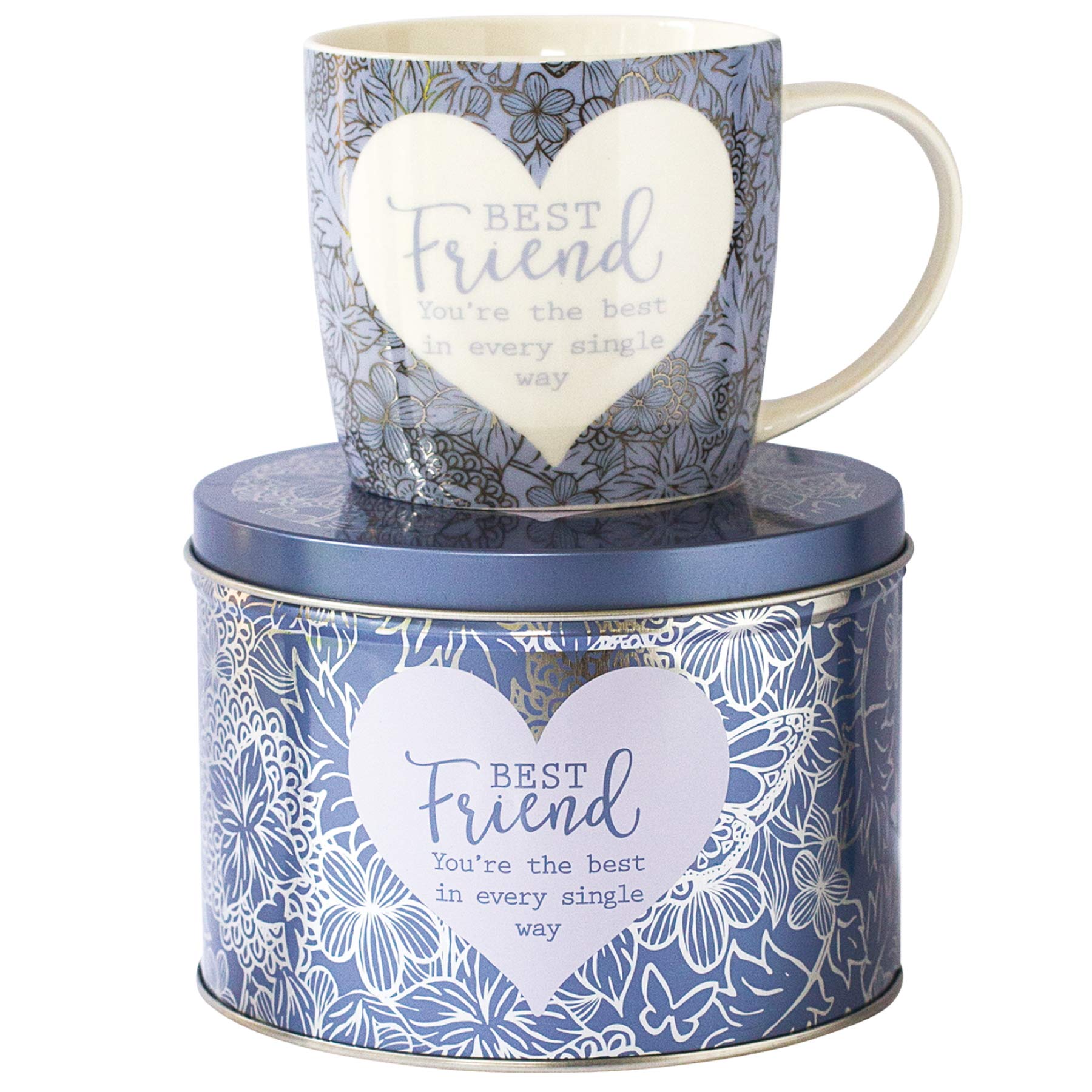 Arora 7051 Said with Sentiment Mug & Tin-Best Friend, Ceramic Blue