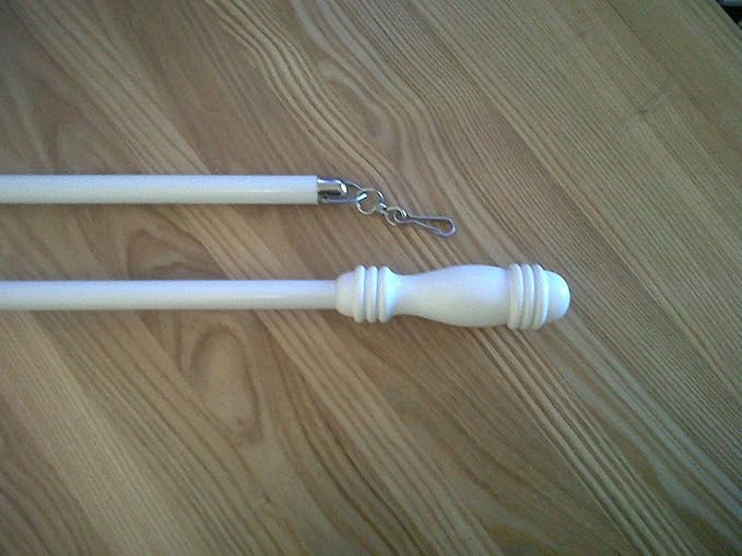 White Wood Curtain Draw Rods/Pulls 73cm Amazon.co.uk Kitchen & Home