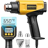 SEEKONE 1800W Heat Gun with LCD Digital Display Compact Design Hot Air Gun Variable Temperature Control 50℃- 650℃（122℉-1202℉）