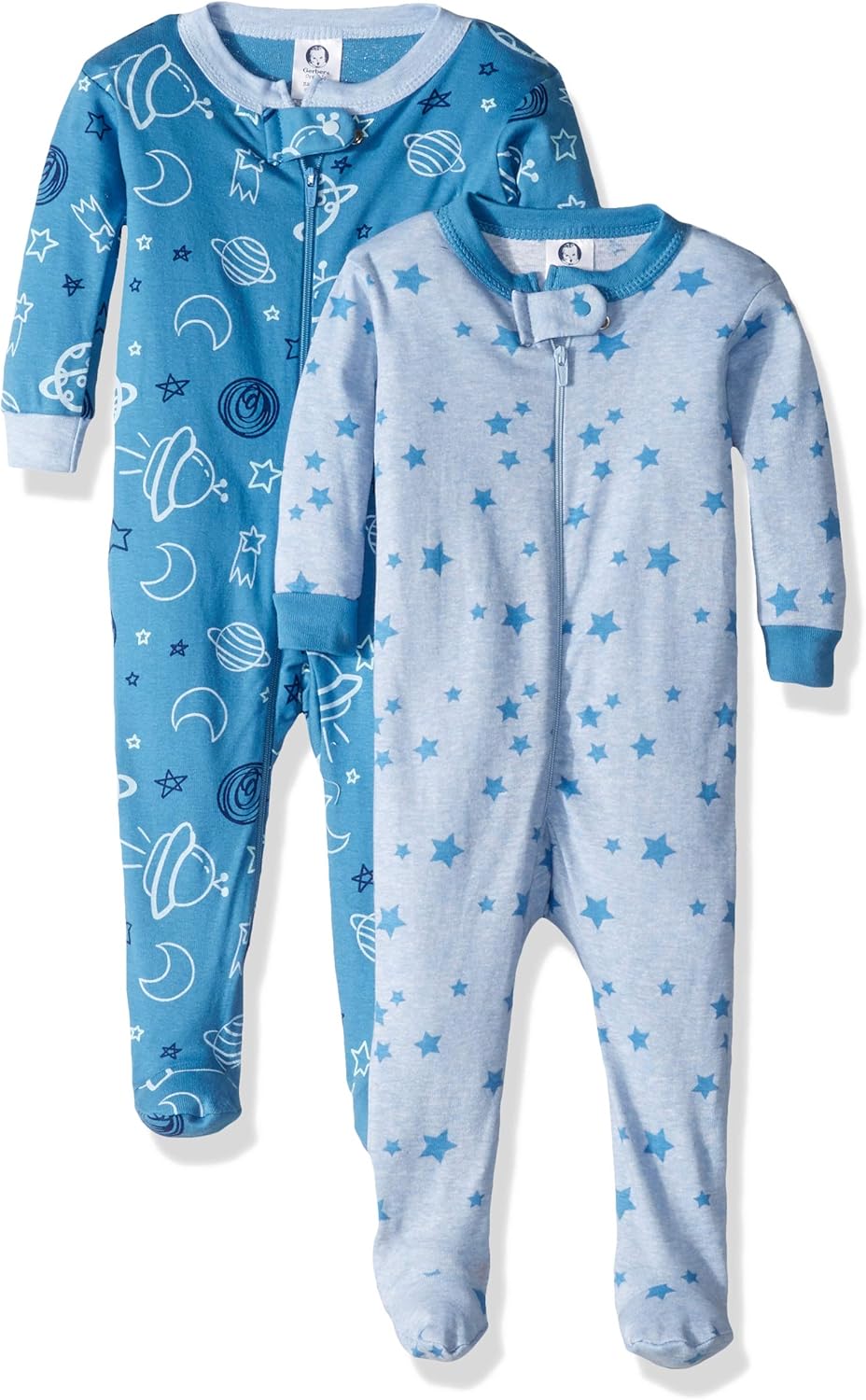 Amazon Com Gerber Baby Boys Organic 2 Pack Cotton Footed Pajamas Clothing