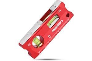 ARROW FASTENER ARROW 4-Inch Torpedo Level, Small Magnetic Leveler Tool with 0°/90° Bubbles, Top-view Window, Aluminium Alloy Frame, Dual SAE and Metric Scales