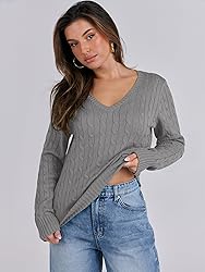 ANRABESS Womens Long Sleeve Cable Knit Sweater 2025