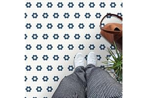 MORCART 20 Pack Peel and Stick Floor Tile, Removable Vinyl Flooring Waterproof 7.87" x 7.87" DIY Flooring for Bathroom, Kitchen, Fireplace, Pet House, Stairs, Bedrooms, Wall White Blue