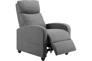 Sweetcrispy Recliner Chair Fabric Recliner Sofa No Massage, Home Theater Seating with Lumbar Support, Adjustable Push Back Overstuffed High-Density Sponge Reclining for Living Room, Slate Gray