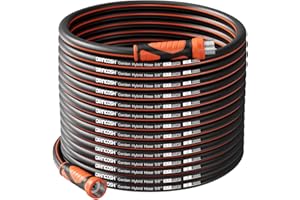 DRINCOSH 100FT Garden Hose Heavy Duty x 5/8", Lightweight Flexible Water Hose with Nickel-plated Fittings, Kink-Free, Leak-Proof, Easy Storage for Yard Lawn Care Male to Female