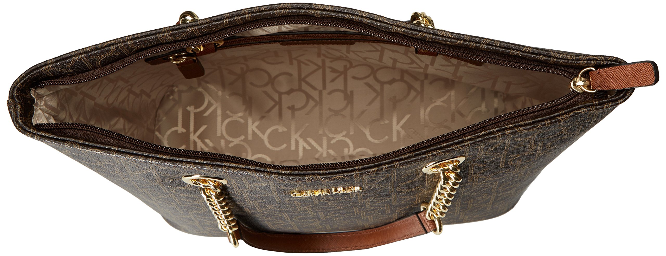 Calvin Klein Hayden Signature East/West Top Zip Chain Tote Buy Online