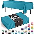 Exquisite 12-Pack Premium Plastic Tablecloth 54in. x 108in. Rectangle Table Cover - Turquoise