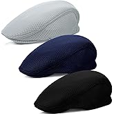 Syhood 3 Pieces Mens Mesh Flat Cap Breathable Summer Newsboy Hat Cabbie Flat Cap