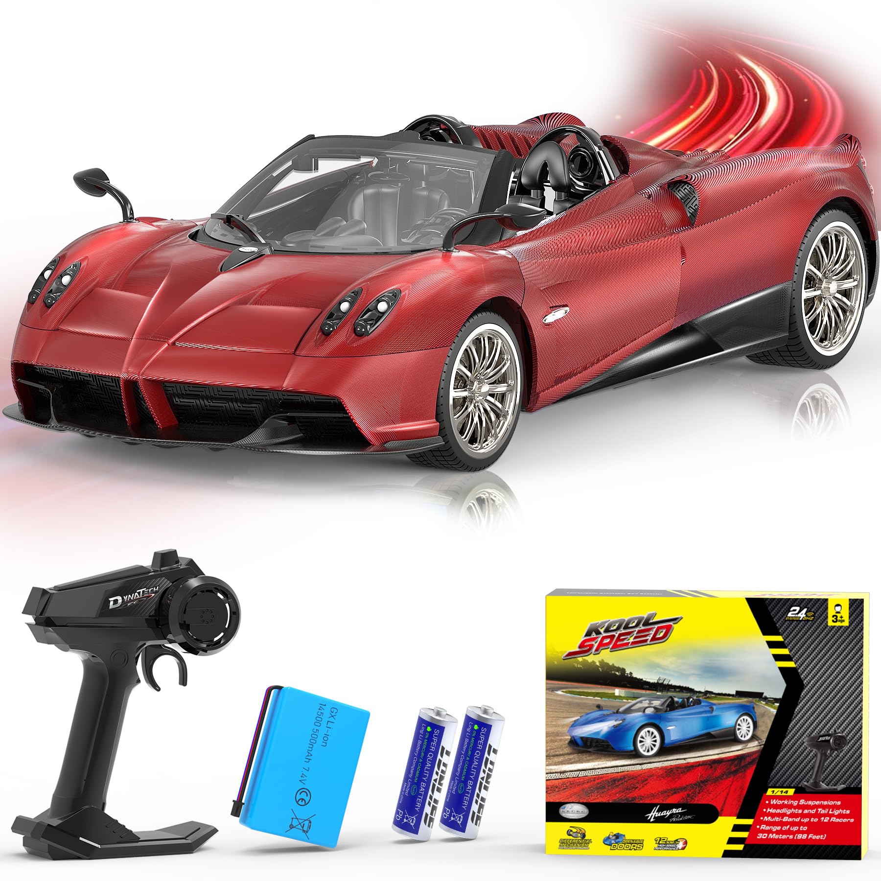 AEROQUEST Remote Control Cars 1:14 Pagani Huayra Roadster Officially Licensed RC Car for Boys Birthday Gift - Red