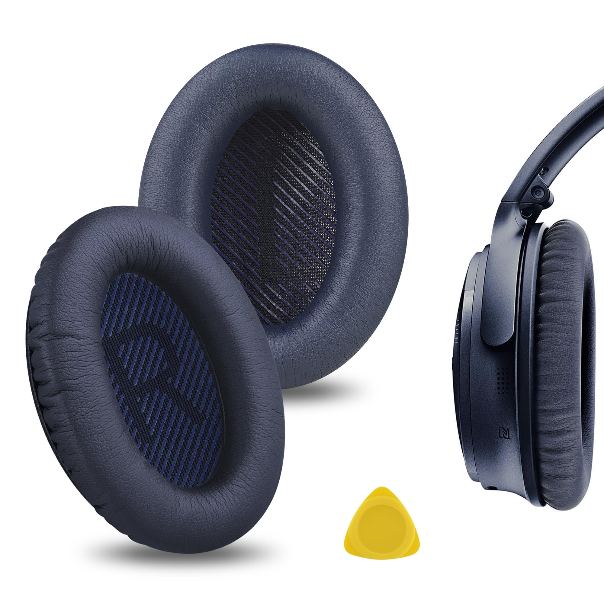 Geekria Replacement Ear Pads for Bose New QuietComfort, QC 45/ 35II/ 35IIGaming/35/25/ 15/ SE, AE 2/2i/2w, SoundTrue, SoundLinkAE2 Headphones, Ear Cushions with Video Guide (Midnight Blue)